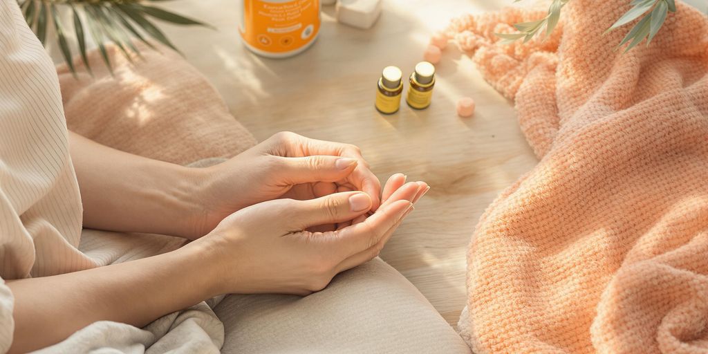 Person stretching arm for joint pain relief.