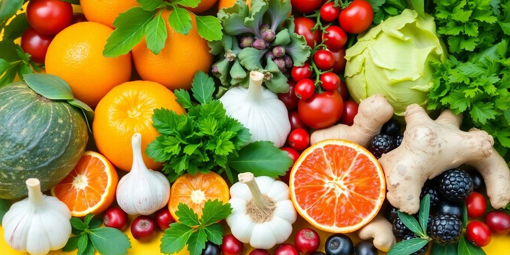 Fresh fruits and vegetables for immune system health.