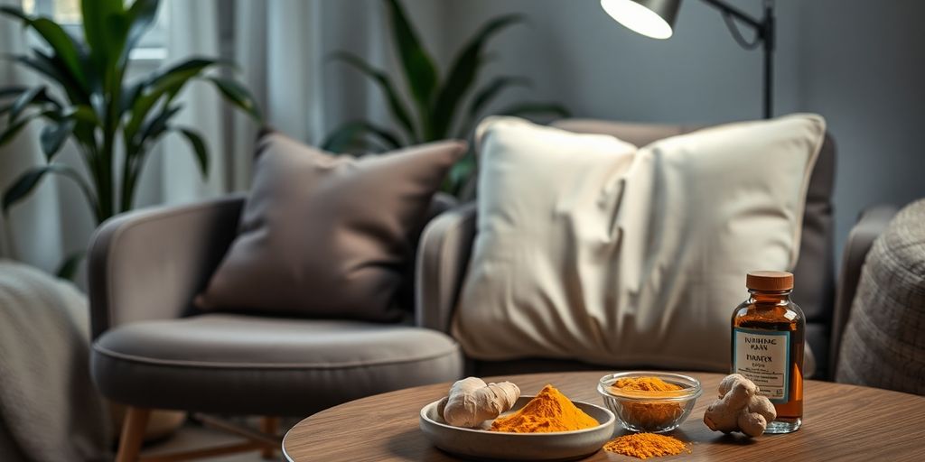 Comfortable home setting for knee pain relief remedies.