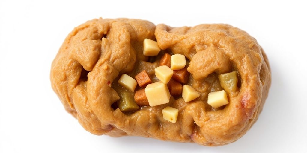 Close-up of stool with undigested food particles.