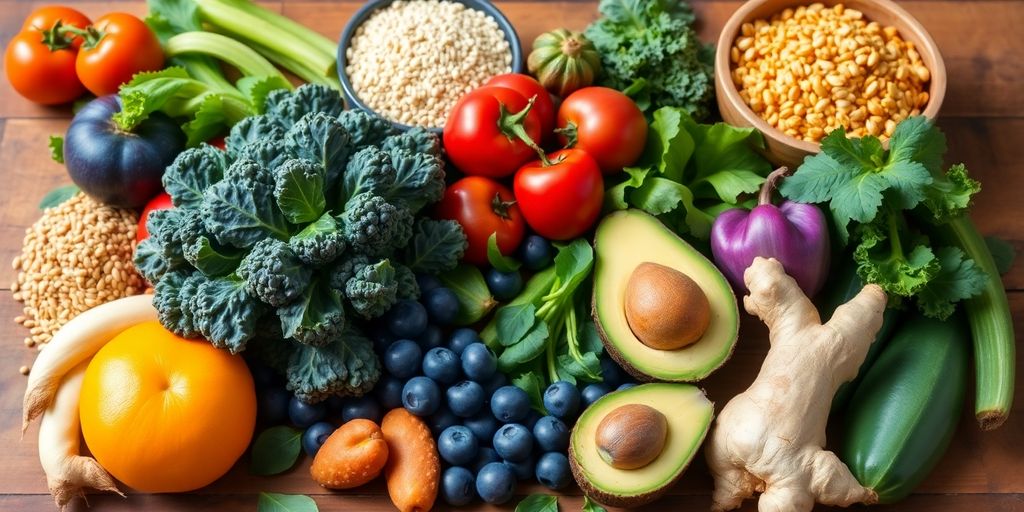 Fresh fruits and vegetables for gut health and digestion.