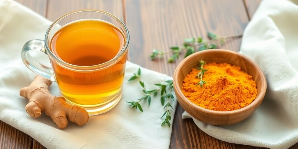 Natural remedies for sore joints on a wooden table.