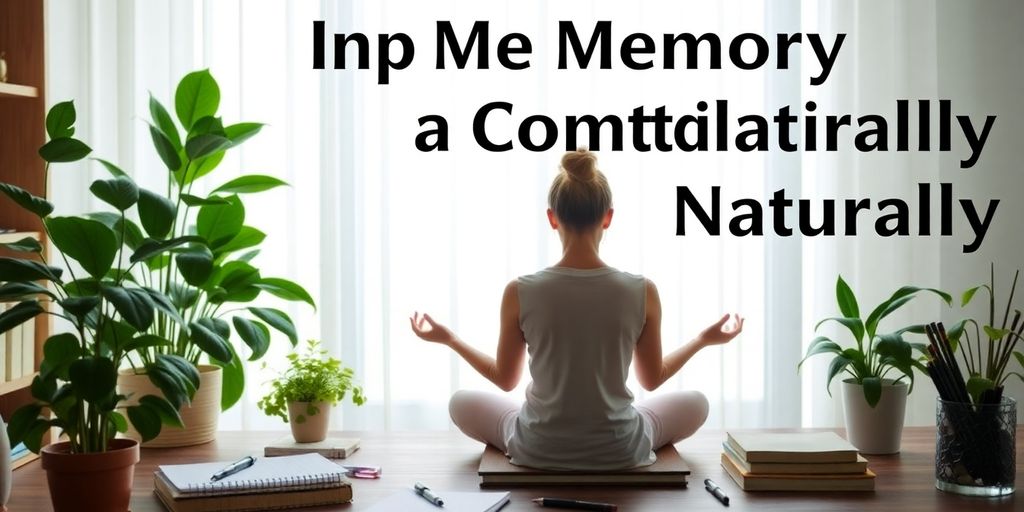 Person meditating in a bright, natural workspace with plants.