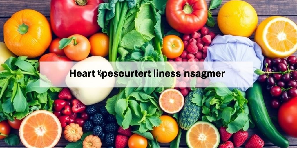 Colorful fruits and vegetables for heart health and wellness.