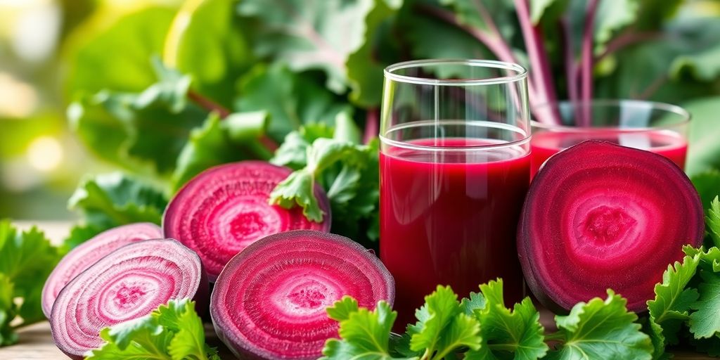 Fresh beets and juice illustrating antioxidant benefits.